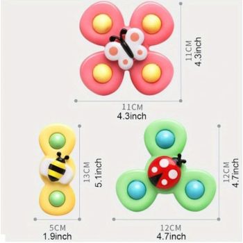 3-Pack Suction Cup Spinners, Multicolor Desk Accessories