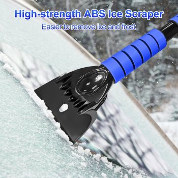 Telescopic Ice Scraper & Snow Brush 3-in-1 – Car Brush with 360° Rotating Head & Ergonomic Handle Blue