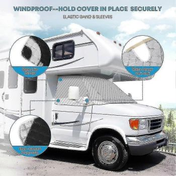 Camper Van Windshield Cover Compatible with C 1997-2022 4 Layer Thickened Camper Van Windshield Cover Snow Protection - WELLNGS