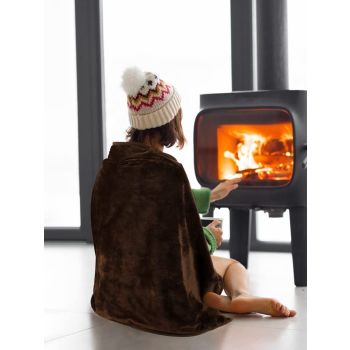 USB Rechargeable Heated Blanket Soft Flannel Brown, 100 x 70 cm