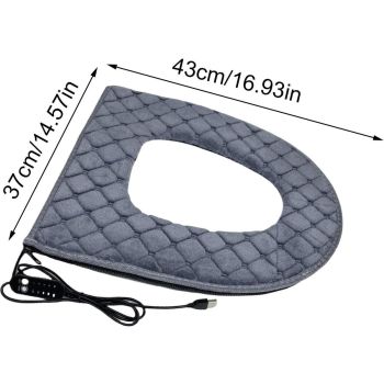 USB Heated Toilet Seat Cover 5 Level Heating with Timer Grey