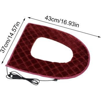 USB Heated Toilet Seat 5 Level Heating with Timer Burgundy
