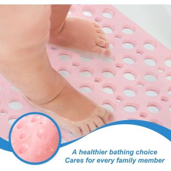Corner Shower Mat Non Slip with Suction Cups Pink, 54 x 54 cm