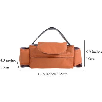 Universal Stroller Storage Bag with Cup Holder and Tissue Pocket Brown