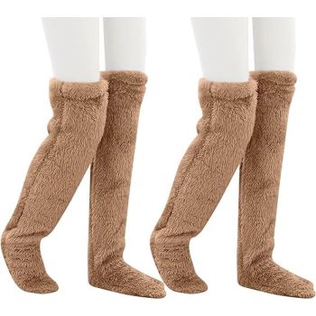 Womens Fleece Over the Knee Socks Warm Winter Leg Warmers