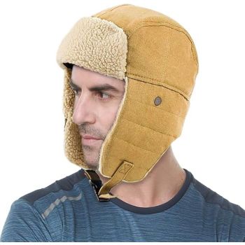 Winter Aviator Hat Thickened Cotton with Earmuffs Khaki, One Size