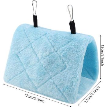 1 Piece Plush Parrot Hammock Winter Warm Hanging Bed Blue