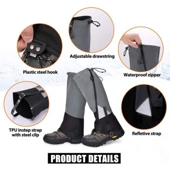 Leg Warmers Waterproof Tear Resistant Adjustable Boot Covers for Hiking, Size L, 42.5 cm