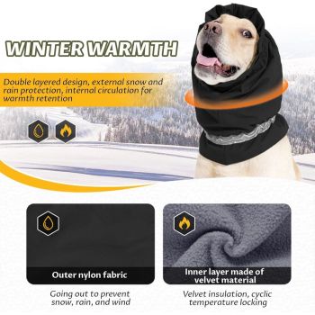 Dog Winter Earmuffs Calming Waterproof Snowproof Black, Size S, 30-44 cm