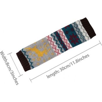 1 Pair Knitted Fingerless Arm Warmers Brown for Women