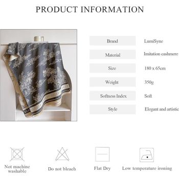 Womens Reversible Winter Scarf with Tassels Landscape Print, 180 x 65 cm