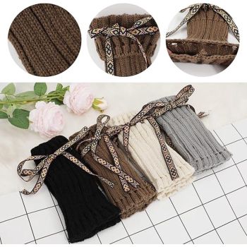 4 Pair Crocheted Leg Warmers Short Boot Covers for Women