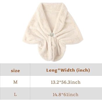 Womens Winter Scarf Poncho with Brooch, 155 x 37.5 cm