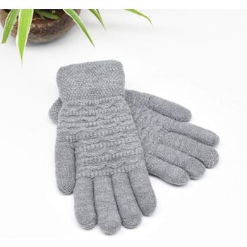 Womens Touchscreen Winter Mittens Thermal Knitted Fleece Lined Gray