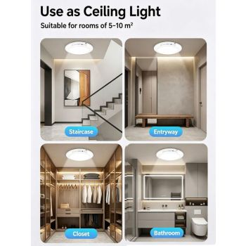 Wireless Rechargeable Motion Sensor LED Ceiling Light, 8000mAh Dimmable 3 Color Temp, Magnetic Drill-Free Mount Remote Lamp for Hall Kitchen Closet Garage