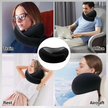 Travel Neck Pillow U-Shaped Memory Cotton for Airplane Sleep and Neck Support Black