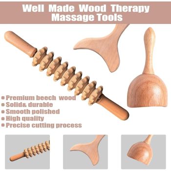 3-in-1 Wood Therapy Massage Tool Kit for Maderoterapia and Lymphatic Drainage