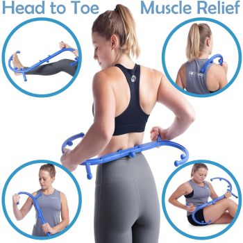 Handheld Full Body Massage Stick with Dual Hooks for Back Shoulders and Neck