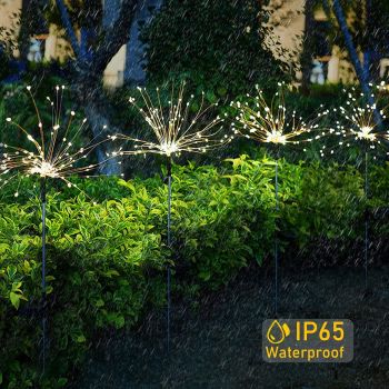 2-Pack 120 LED Solar Firework Garden Lights for Patio and Flower Boxes White