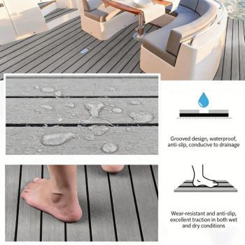 Seamanship EVA Foam Boat Flooring Mat Decking Sheet 240*17.1*0.6cm Light Grey