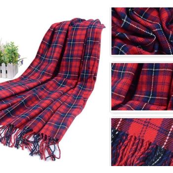 Plaid Blanket Scarf for Women, Winter Warm Tartan Wrap 200x65 cm with Fringe Tassel, Cashmere-Like Soft Plaid Design