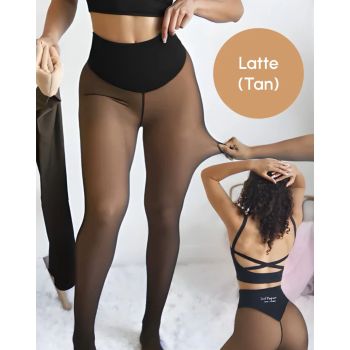 Seamless Latte Lined Warm Tights as Pants, Plus Size M/L with Warm Thermal Fleece Inner, Versatile Winter Essential for Dresses or Independent Stylish Wear