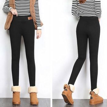 Black Sherpa Fleece Lined High Waist Winter Leggings for Women, Thick Cashmere Feel Thermal Pants with Stretchy Fit, Perfect for Cold Weather Size S