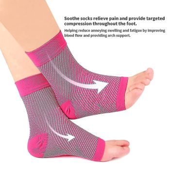 White Neuropathy Socks 3 Pairs L/XL, Soothing Compression for Neuropathy Pain Tendinitis Plantar Fasciitis, Breathable Nylon with Thermal Support for Ankle Relief