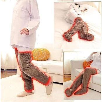 Brown Over Knee High Fuzzy Plush Teddy Slipper Socks for Women, Open Toe Non-Slip Design, Extra Long 55 cm for Warmth Indoors and Outdoors
