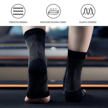 Black Neuropathy Socks 3 Pairs S/M, Soothing Compression for Neuropathy Pain Tendinitis Plantar Fasciitis, Breathable Thermal Nylon with Ankle Support and Stability