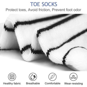 Women's Cotton Toe Socks 5 Pairs for Yoga Running, Five Finger Separated Design Reduces Friction Blisters, Breathable Moisture-Wicking Low-Cut Athletic Socks