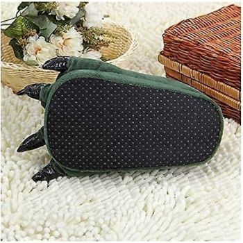 Green Plush Animal Paw Slippers for Men Women Kids, Fuzzy Dinosaur Claw Design with Non-Slip Sole, Cozy Warm House Slippers Size 40-43 for Indoor Comfort