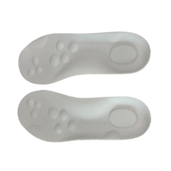 1 Pair 4D Cushioned Insoles with Shock Absorption and Breathable PU Lycra Support for Walking and Sports, Grey, Size 43-44, 27 cm