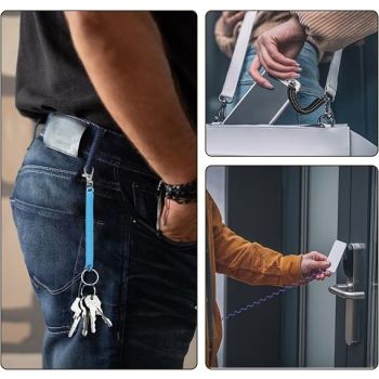 10 Pack Retractable Coil Keychains with Key Rings and Lobster Clasps for Keys, ID Cards and Bags, Assorted Colours, 15-102 cm
