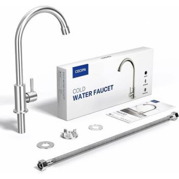 Cold Water Faucet for Kitchen with 304 Stainless Steel Nuts, cold water use, stainless steel construction, daily sink use