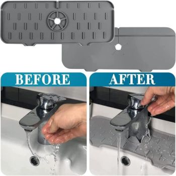Sink protector, silicone sink mat, faucet splash guard, silicone splash guard under the faucet, kitchen and bath protection