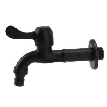 304 stainless steel wall mounted washing machine faucet- long single cold water tap, cold water use, Black Finish