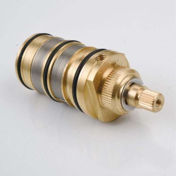 Brass Thermostatic Shower Valve with Cartridge and Handle for Shower Mixer, brass construction, durable plumbing accessory, Black Finish