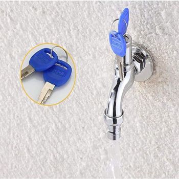 Anti-theft Faucet for Outdoor, Anti-theft Brass Faucet, Lockable Outdoor Faucet, for Washing Machine in Garden, scratch-resistant, Silver Finish