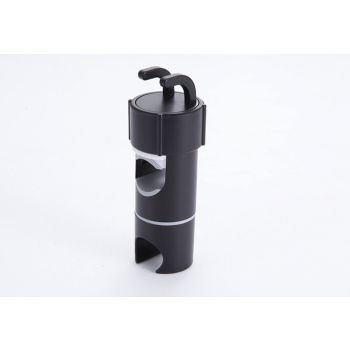 Adjustable Shower Head Holder for Slide Rail, 18-28 mm Shower Rod Fit, 360 Degree Rotation Rotatable with 2 Hooks, Chrome/Black Finish Options