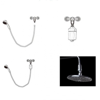 2 pcs Faucet Water Purifier and Shower Water Filter, Tap Water Filtration Cartridge, Household Water Softener, Silver Finish