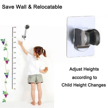 Adjustable shower head holder, self-adhesive hand shower holder with 3M sticker, reusable, durable, waterproof, bathroom wall mount, Chrome Finish