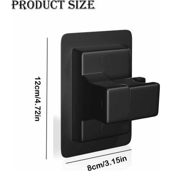 Shower Head Holder, 360 Degree Rotation Adjustable, Self-Adhesive, No Drilling, Waterproof, Universal, ABS material, Black Finish