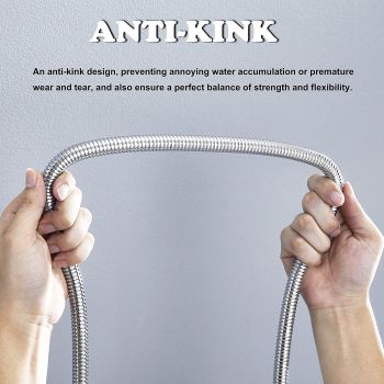 Stainless Steel Shower Hose, 2.5 m Length, EPDM Inner Hose, Flexible Bathroom Connection, pressure-boosted flow, Silver Finish