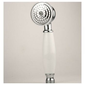 Complete bathroom shower head, anti-limescale shower head with ceramic handle, silver shower head, Chrome/White Finish Options