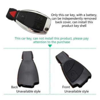 Heavy Duty Car Key Rear Cover Replacement for  S300 S350 E260 C200 GLK300 ML350 B200 Key Case, Made of Pvc, Black Color