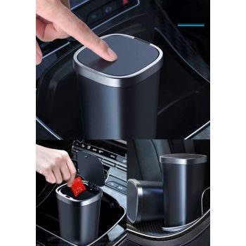 Compatible Black Car Trash Can with Lid, Small Cup Holder, Door Pocket, Trash Can for Car, Home, Office, Made of Silicone