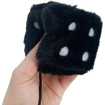 Replacement Pair of 2.75" Fuzzy Dice with Leather Dots Retro Car Rearview Mirror Hanging Accessories for Car Decoration (Black)_qcx, Made of Fabric