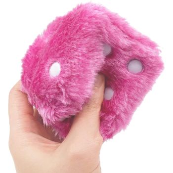 Compatible Pair of 2.75" Fuzzy Dice with Leather Dots Retro Car Rearview Mirror Hanging Accessories for Car Decoration (Pink)_qcx, Made of Fabric