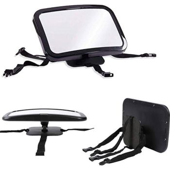 Compatible Backseat Mirror for Baby & Child - Car Accessories - Shatterproof - Black A3 Adjustable Monitor, Made of Plastic